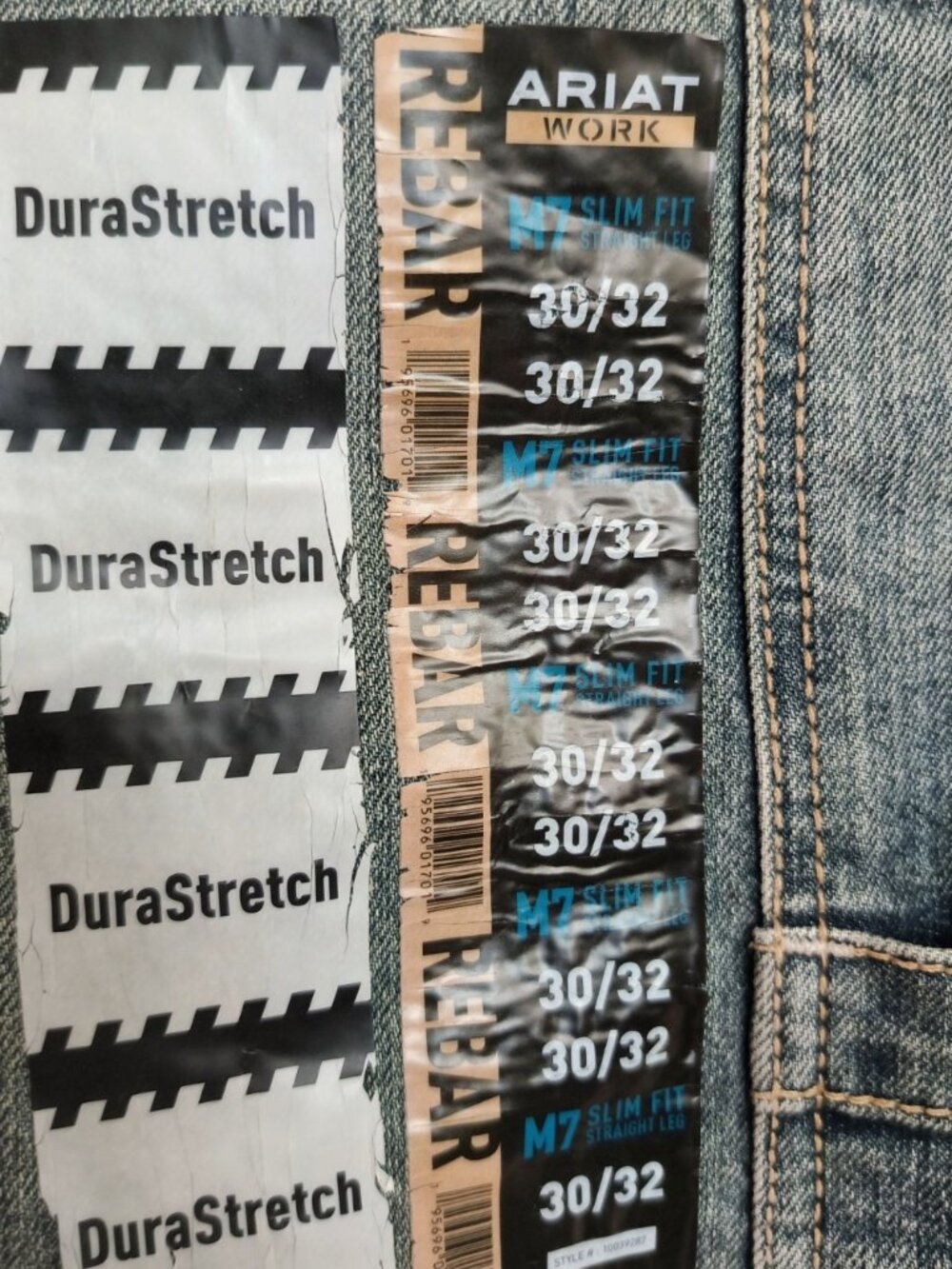Ariat Work Rebar Durastretch M7 working Straight Leg Blue Denim Jeans 30X32 - Picture 8 of 15